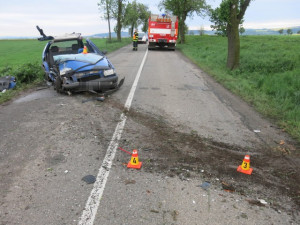 Mladá řidička narazila s autem do stromu, ona i její spolujezdec přežili