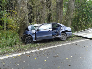 Devětašedesátiletý řidič havaroval na rovném úseku do stromu. Nepřežil