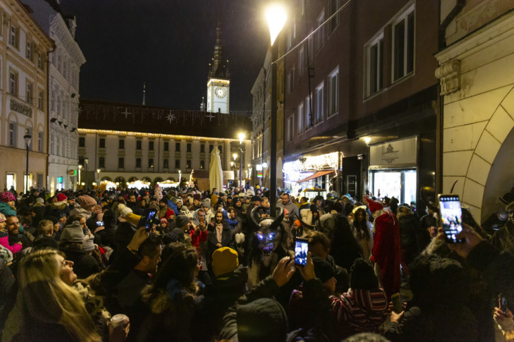 Démonická Krampus show v centru Olomouce